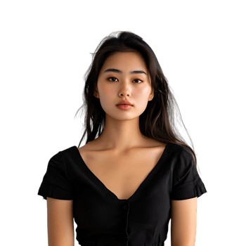 Portrait of young asian woman posing against transparent background png