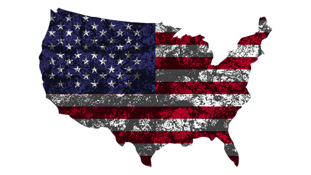 Grunge Textured USA Flag With Map on Transparent Background png