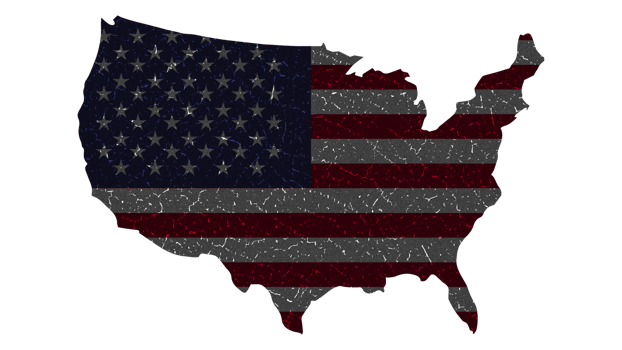 Grunge Textured USA Flag With Map on Transparent Background png