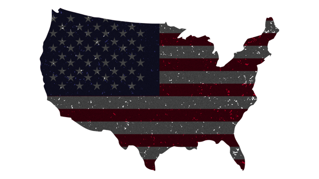 Grunge Textured USA Flag With Map on Transparent Background png
