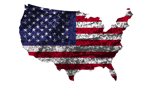 Grunge Textured USA Flag With Map on Transparent Background png