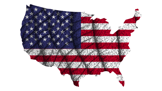 Grunge Textured USA Flag With Map on Transparent Background png