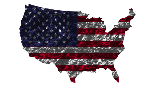 Grunge Textured USA Flag With Map on Transparent Background png