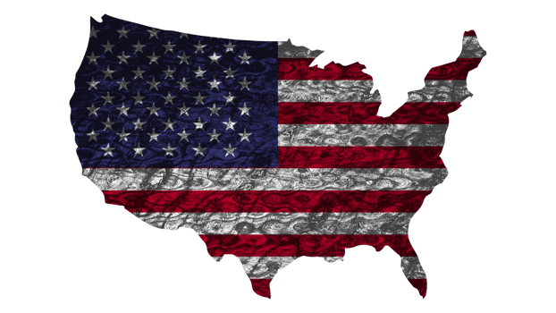 Grunge Textured USA Flag With Map on Transparent Background png