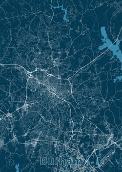 Durham, North Carolina, USA artistic blueprint map poster vector