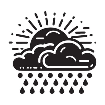 Clouds Silhouette Isolated. Weather icons. Silhouette, rain, clouds, sun, snow, cold, heat weather icons vector