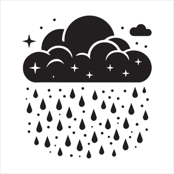 Clouds Silhouette Isolated. Weather icons. Silhouette, rain, clouds, sun, snow, cold, heat weather icons vector
