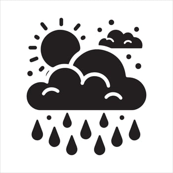 Clouds Silhouette Isolated. Weather icons. Silhouette, rain, clouds, sun, snow, cold, heat weather icons vector