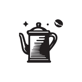 coffee illustration silhouette logo design black and white color vector