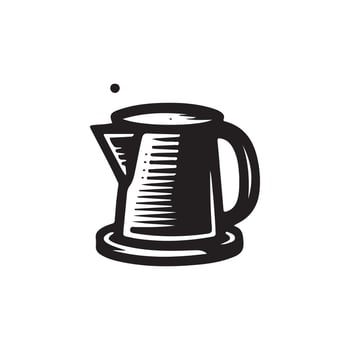 coffee illustration silhouette logo design black and white color vector