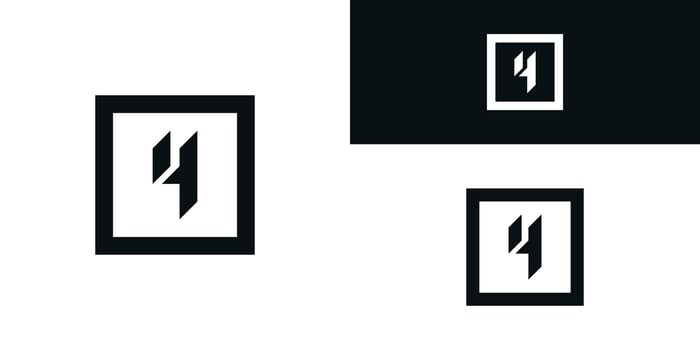 Square shape style number 4 logo design. Premium vector