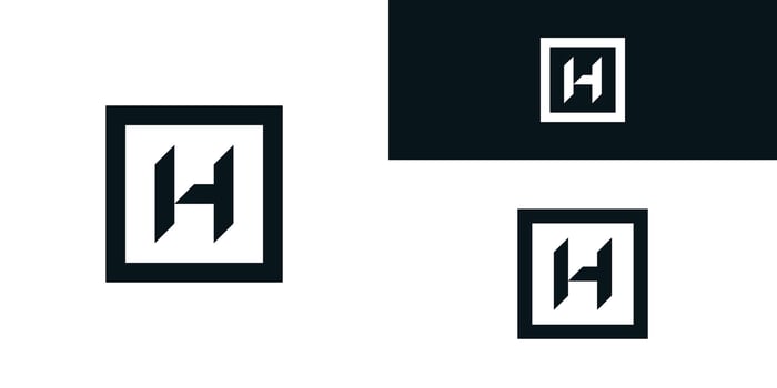 Square shape style letter H logo design. Premium vector