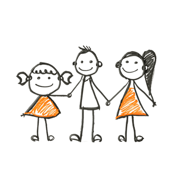 Stick figure family holding hands against transparent background png