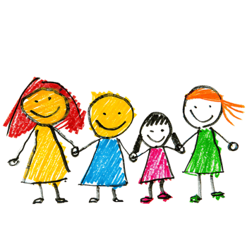 Stick figure family holding hands against transparent background png