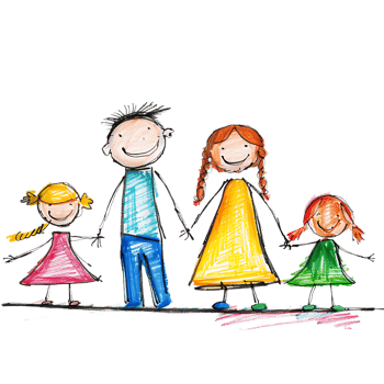 Stick figure family holding hands against transparent background png