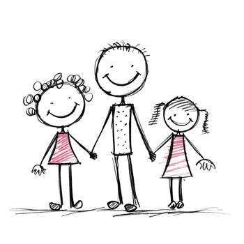 Stick figure family holding hands against transparent background png