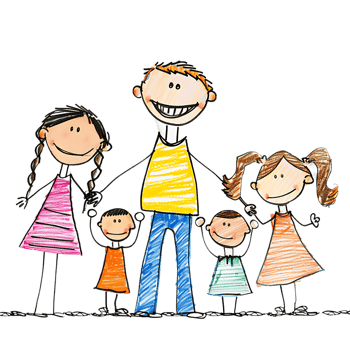Stick figure family holding hands against transparent background png
