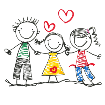 Stick figure family holding hands against transparent background png