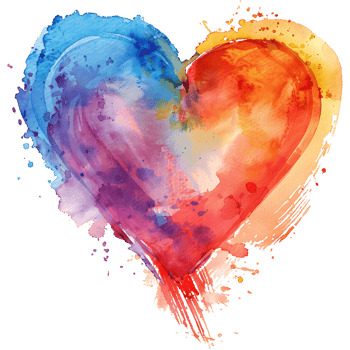 watercolor backdrop with a heart brushstroke against transparent background generated by Ai png