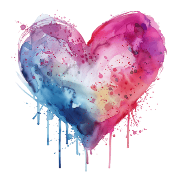 watercolor backdrop with a heart brushstroke against transparent background generated by Ai png