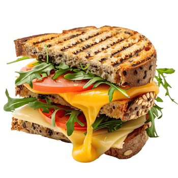 Delicious Sandwich with Melting Cheese on transparent background generated by Ai png
