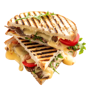 Delicious Sandwich with Melting Cheese on transparent background generated by Ai png