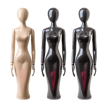 Female mannequins set performed in three colors on transparent background generated Ai png