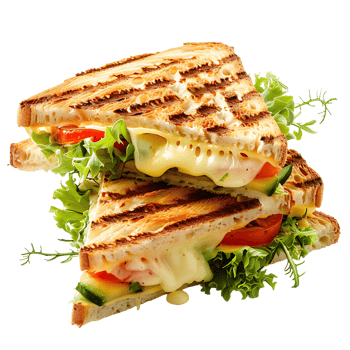 Delicious Sandwich with Melting Cheese on transparent background png
