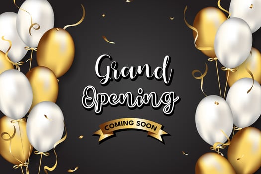 grand opening card with gold balloon image vector