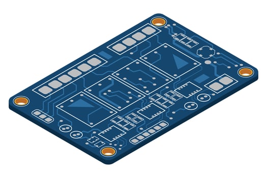 Isometric electronic board. Isometric printed circuit board. Integrated circuit board. illustration vector