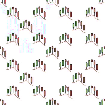 Bitcoin Candlestick Chart financial charts colored seamless pattern vector