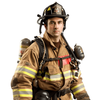 Isolated firefighter on transparent background png