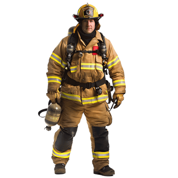 Isolated firefighter on transparent background png