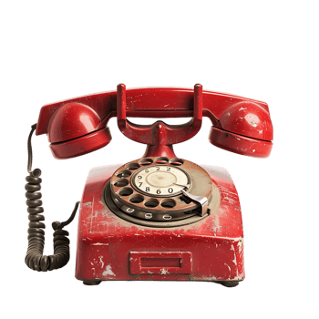 Isolated Red vintage phone on transparent background png