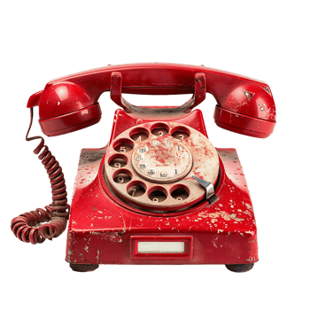 Isolated Red vintage phone on transparent background png