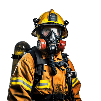 Isolated firefighter on transparent background png