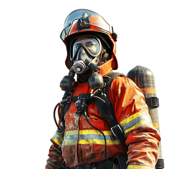 Isolated firefighter on transparent background png