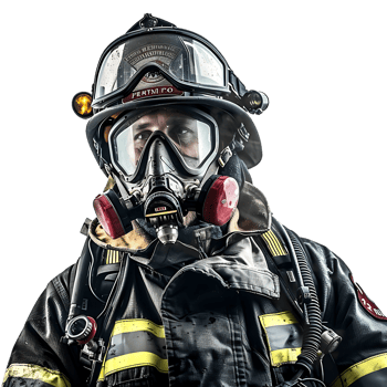 Isolated firefighter on transparent background png