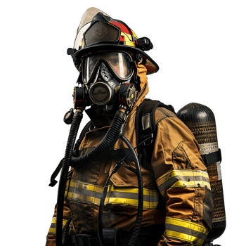 Isolated firefighter on transparent background png