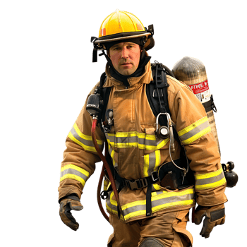 Isolated firefighter on transparent background png