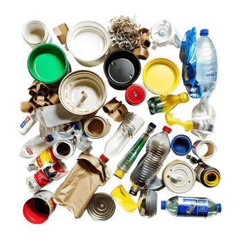 Isolated rubbish household supplies for waste throw over transparent background png