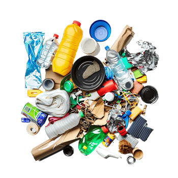 Isolated rubbish household supplies for waste throw over transparent background png