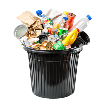 Isolated rubbish household supplies for waste throw over transparent background png