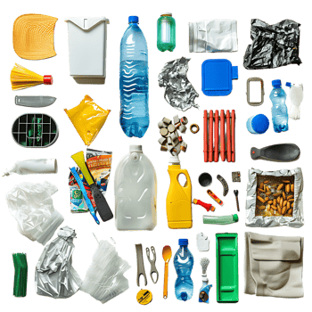 Isolated rubbish household supplies for waste throw over transparent background png