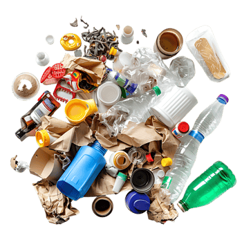 Isolated rubbish household supplies for waste throw over transparent background png