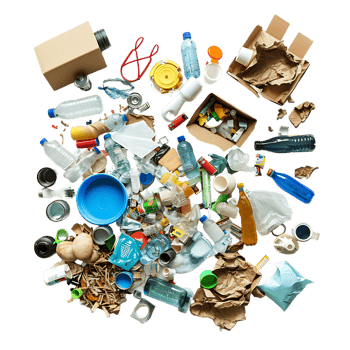 Isolated rubbish household supplies for waste throw over transparent background png