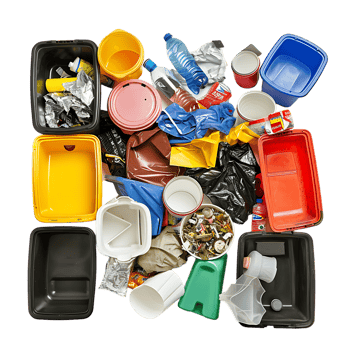 Isolated rubbish household supplies for waste throw over transparent background png