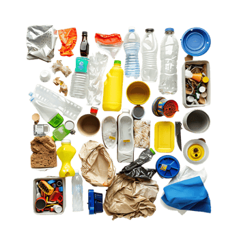 Isolated rubbish household supplies for waste throw over transparent background png