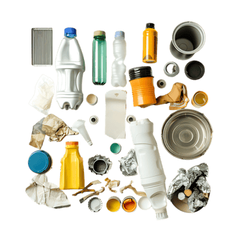 Isolated rubbish household supplies for waste throw over transparent background png