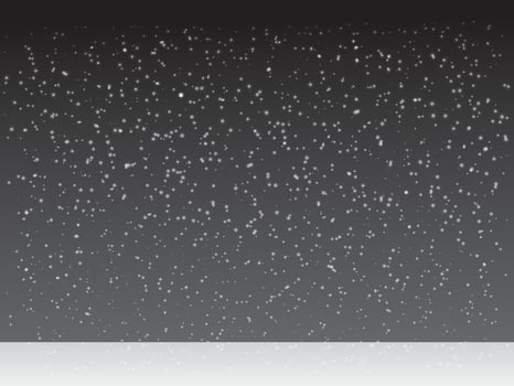 Snowflakes falling from the sky in winter season on snowy road at night illustration vector